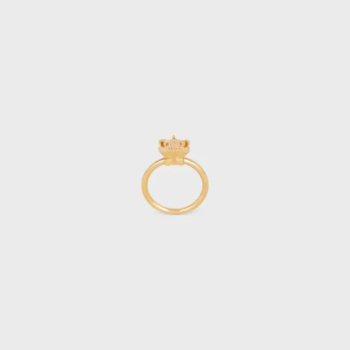 Triomphe Solitaire Sparkle-ring in strass en messing met gouden afwerking