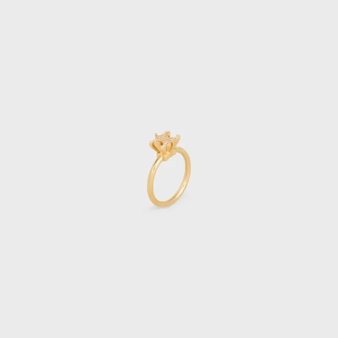 Triomphe Solitaire Sparkle-ring in strass en messing met gouden afwerking