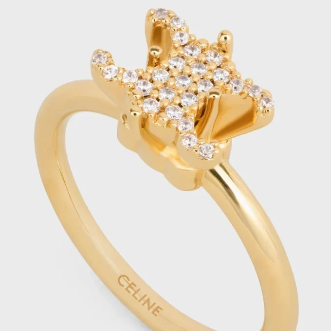 Triomphe Solitaire Sparkle-ring in strass en messing met gouden afwerking