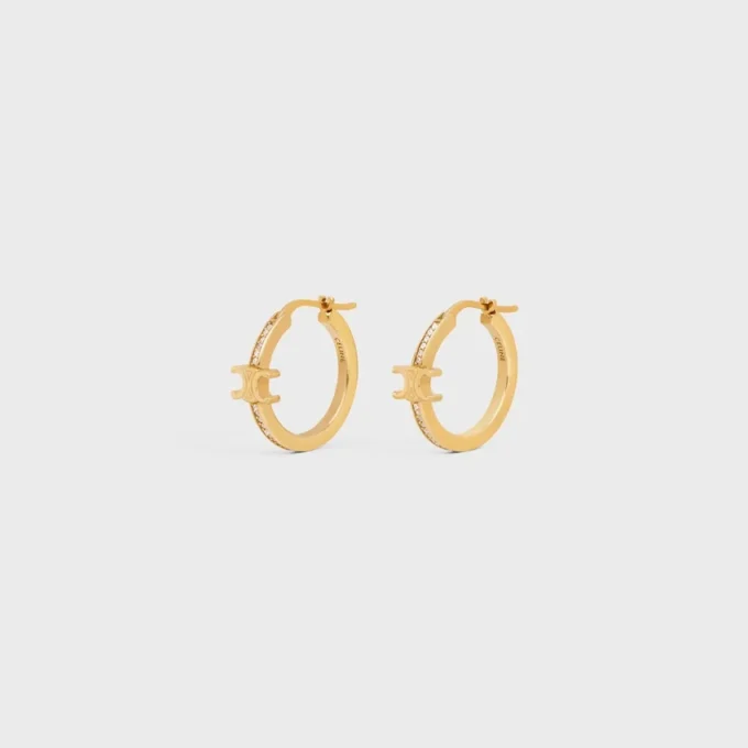 Triomphe Sparkle Hoops in strass en messing met gouden afwerking