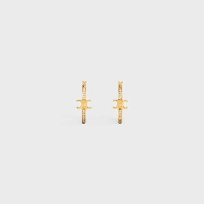 Triomphe Sparkle Hoops in strass en messing met gouden afwerking