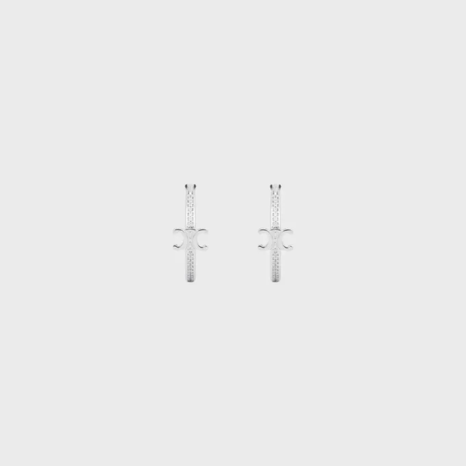 Triomphe Sparkle Hoops in strass en messing met rhodiumafwerking