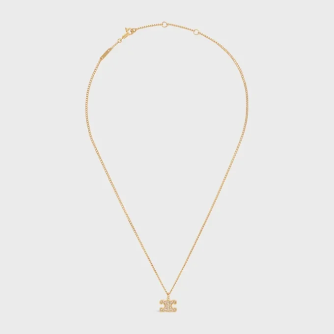 Triomphe strass ketting van messing met gouden afwerking en kristallen