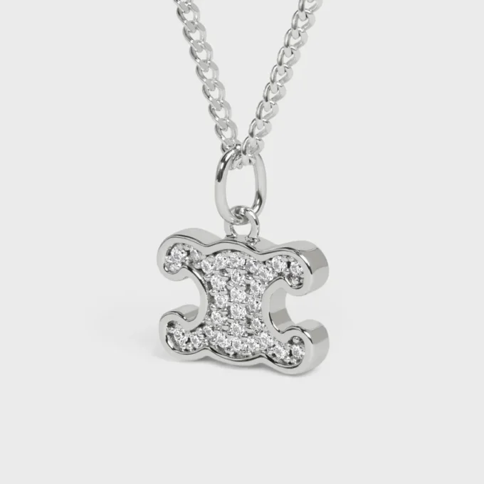 Triomphe strass ketting van messing met rhodiumafwerking en kristallen