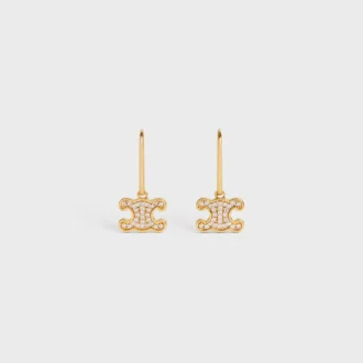 Triomphe strass oorbellen van messing met gouden afwerking en kristallen