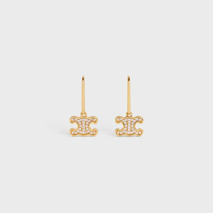 Triomphe strass oorbellen van messing met gouden afwerking en kristallen
