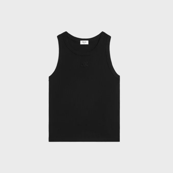 Triomphe tanktop van geribd katoen en zijde