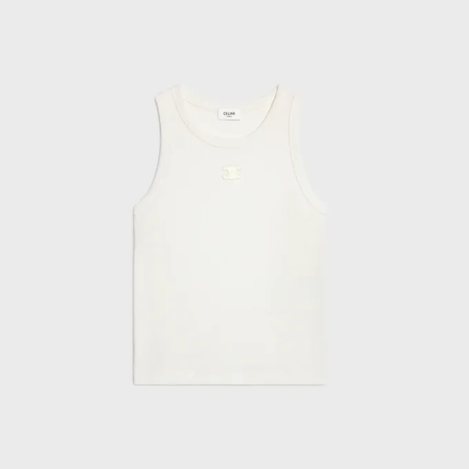 Triomphe tanktop van geribd katoen en zijde