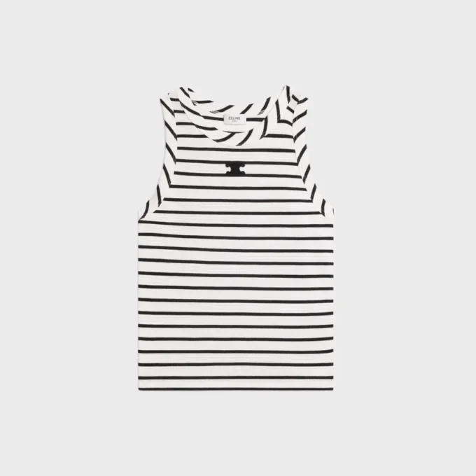 Triomphe tanktop van gestreepte zijden jersey