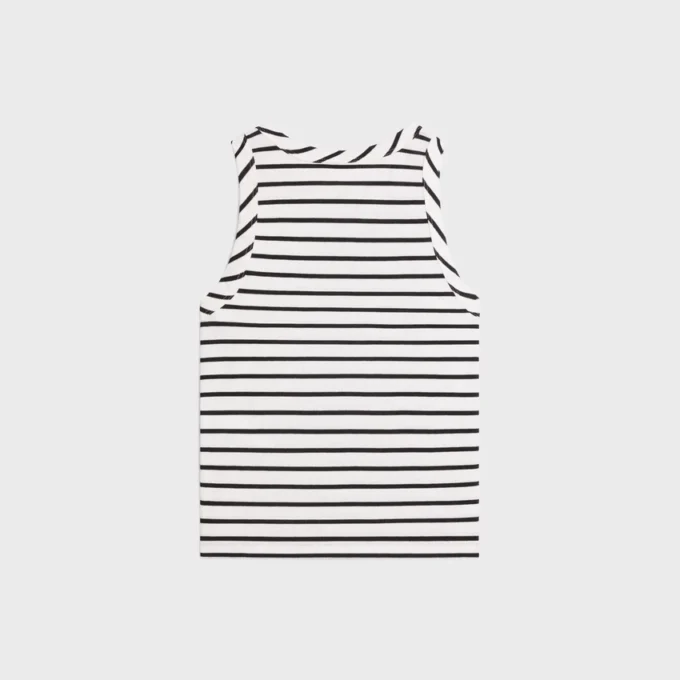 Triomphe tanktop van gestreepte zijden jersey