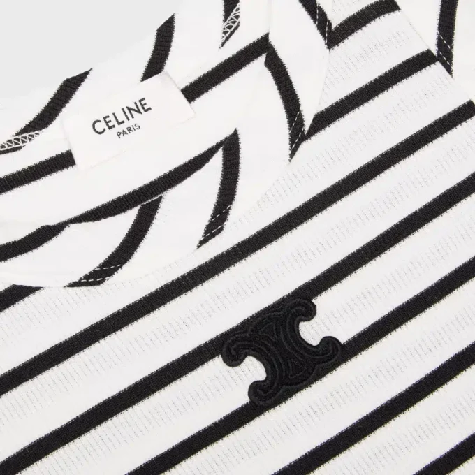 Triomphe tanktop van gestreepte zijden jersey