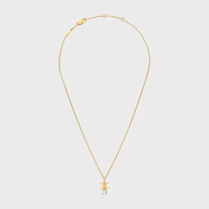 Triomphe Twinkle-ketting van strass en messing met gouden afwerking