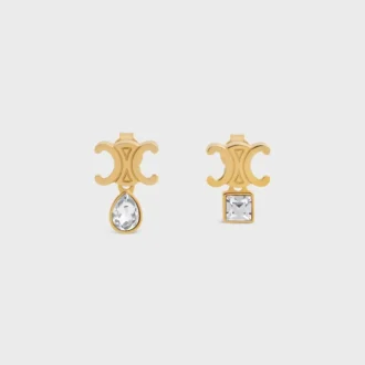 Triomphe Twinkle-oorbellen van strass en messing met gouden afwerking