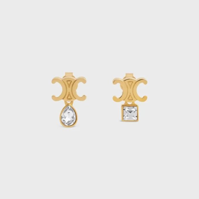 Triomphe Twinkle-oorbellen van strass en messing met gouden afwerking