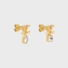 Triomphe Twinkle-oorbellen van strass en messing met gouden afwerking