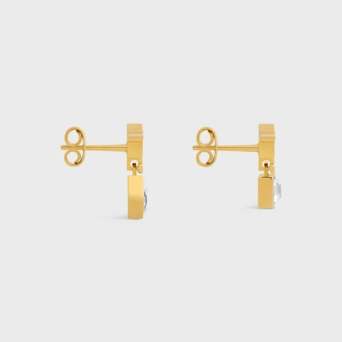 Triomphe Twinkle-oorbellen van strass en messing met gouden afwerking