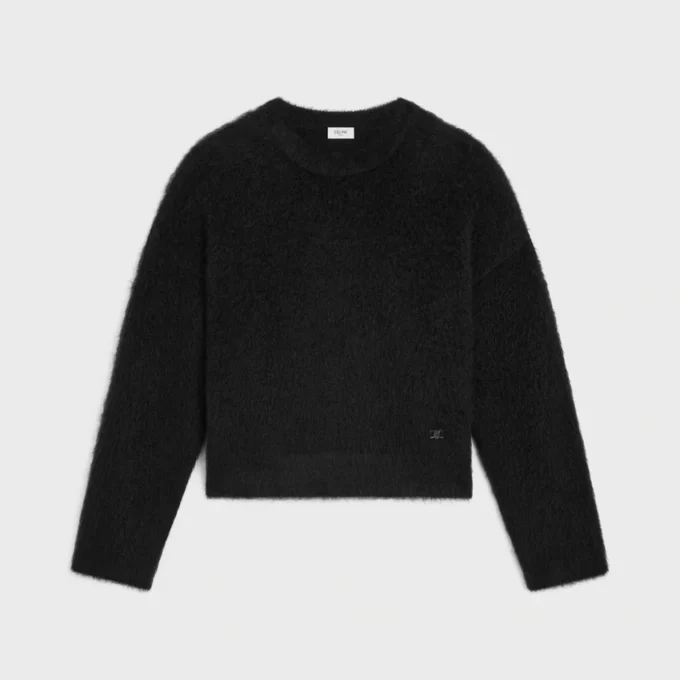 Trui met ronde hals van geborsteld mohair