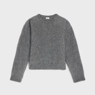 Trui met ronde hals van geborsteld mohair