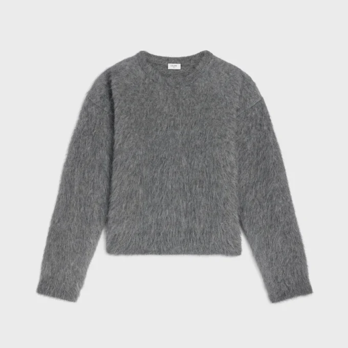 Trui met ronde hals van geborsteld mohair