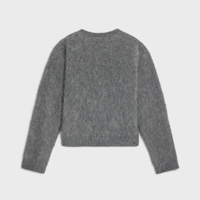Trui met ronde hals van geborsteld mohair