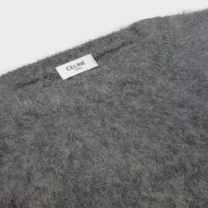 Trui met ronde hals van geborsteld mohair