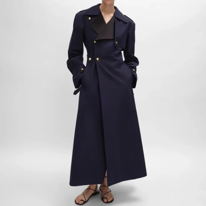 Tux-trenchcoat van katoen en wolgabardine